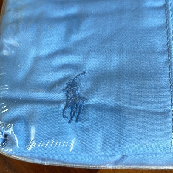NEVER OPENED POLO RALPH LAUREN FULL SIZE FLAT SHEET BLUE SUPIMA COTTON - Picture 2 of 7
